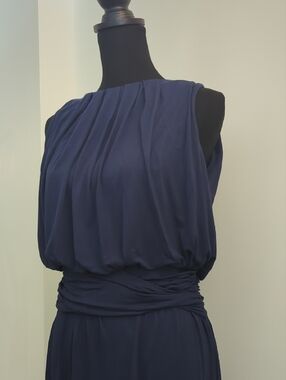 Max Studio Navy Sleeveless Blouson Waist Maxi Dress